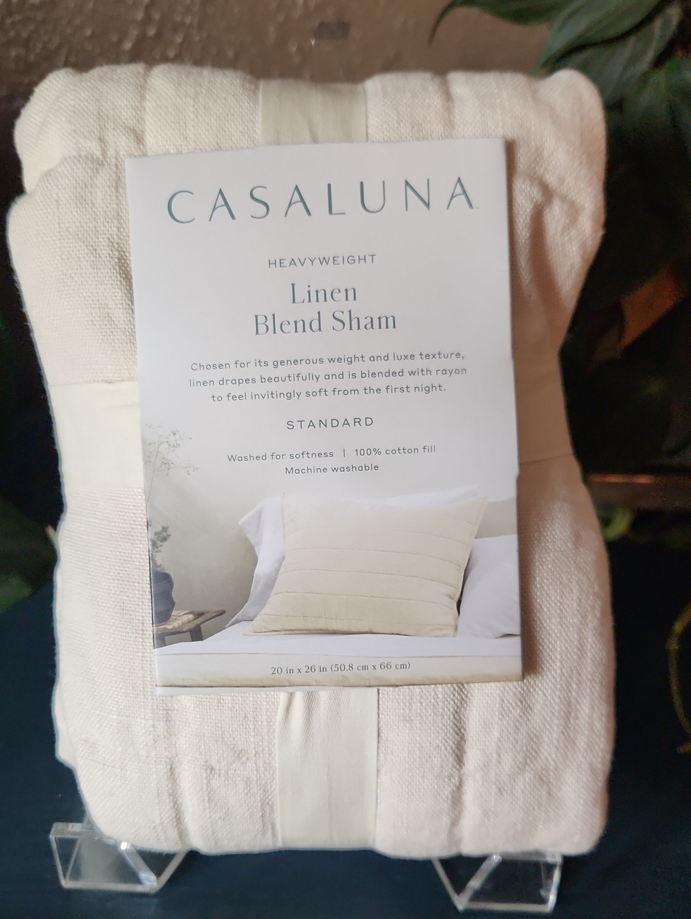 Casaluna Linen Blend Standard Sham in Cream